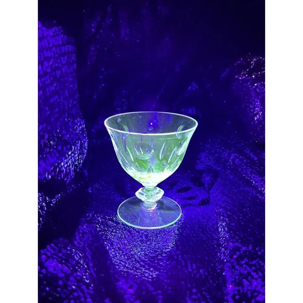 UV Reactive Set of 3 Beautiful Crystal White Wine Glasses Vintage